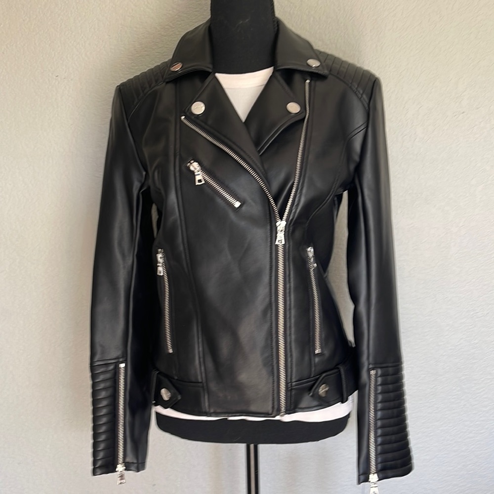 Kendall + Kylie NWT PU black moto style jacket size S.